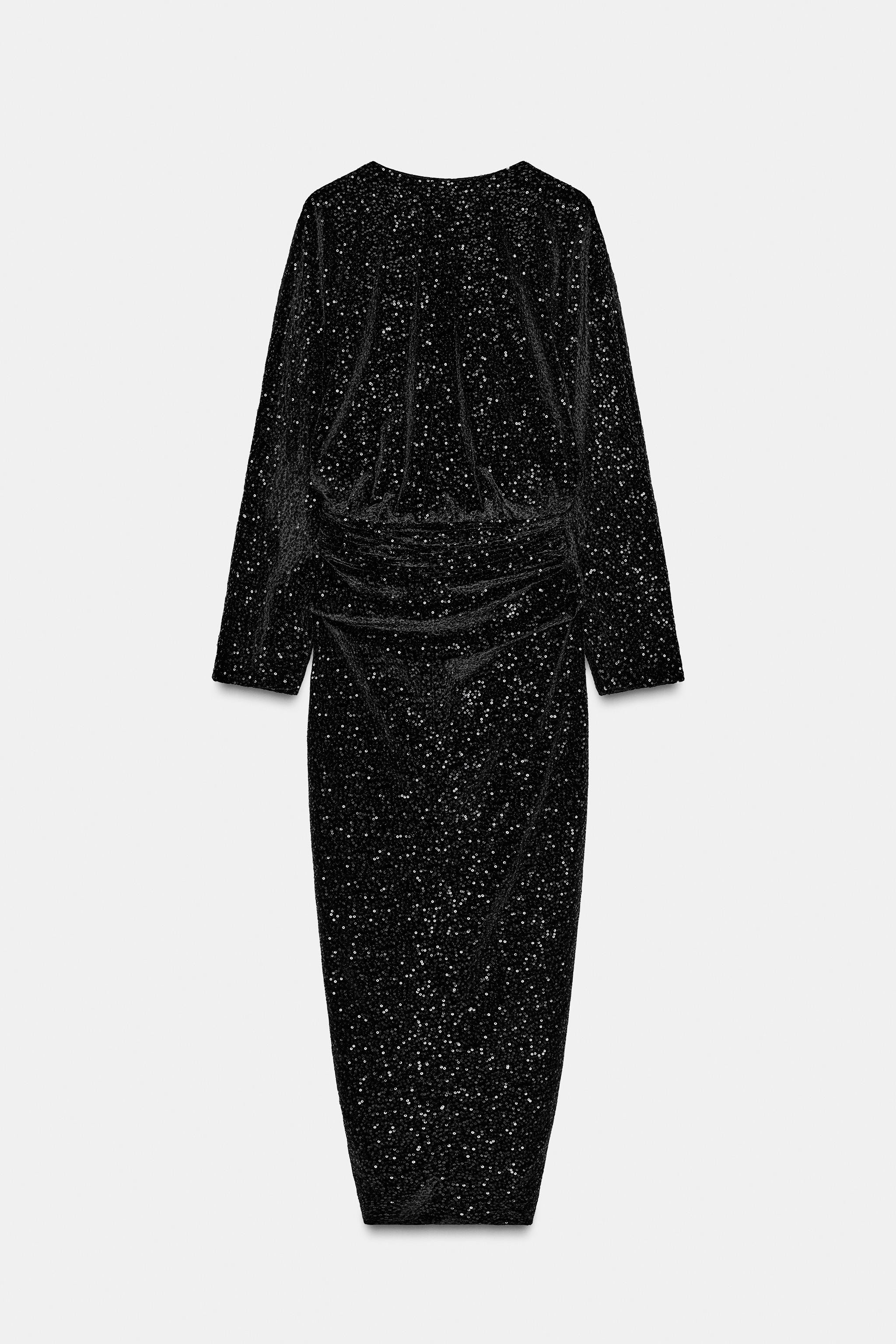 ZW COLLECTION SEQUIN SHOULDER PAD DRESS | Zara US