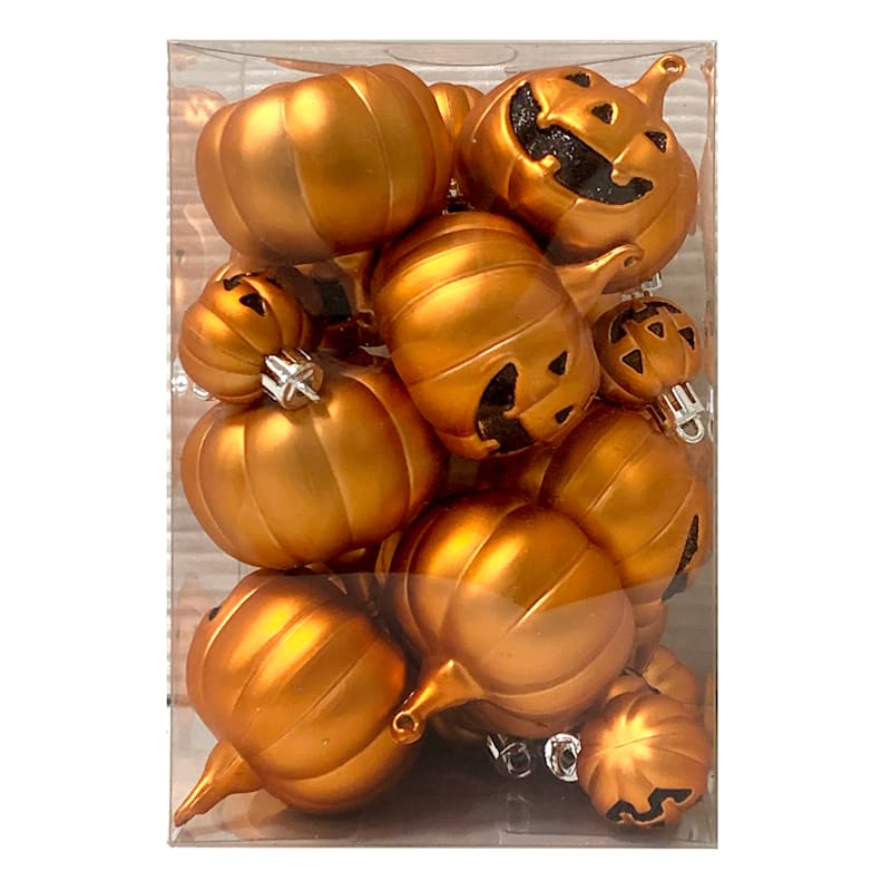 Tricky Treats 20-Count Matte Orange Jack-o'-Lantern Ornaments | At Home