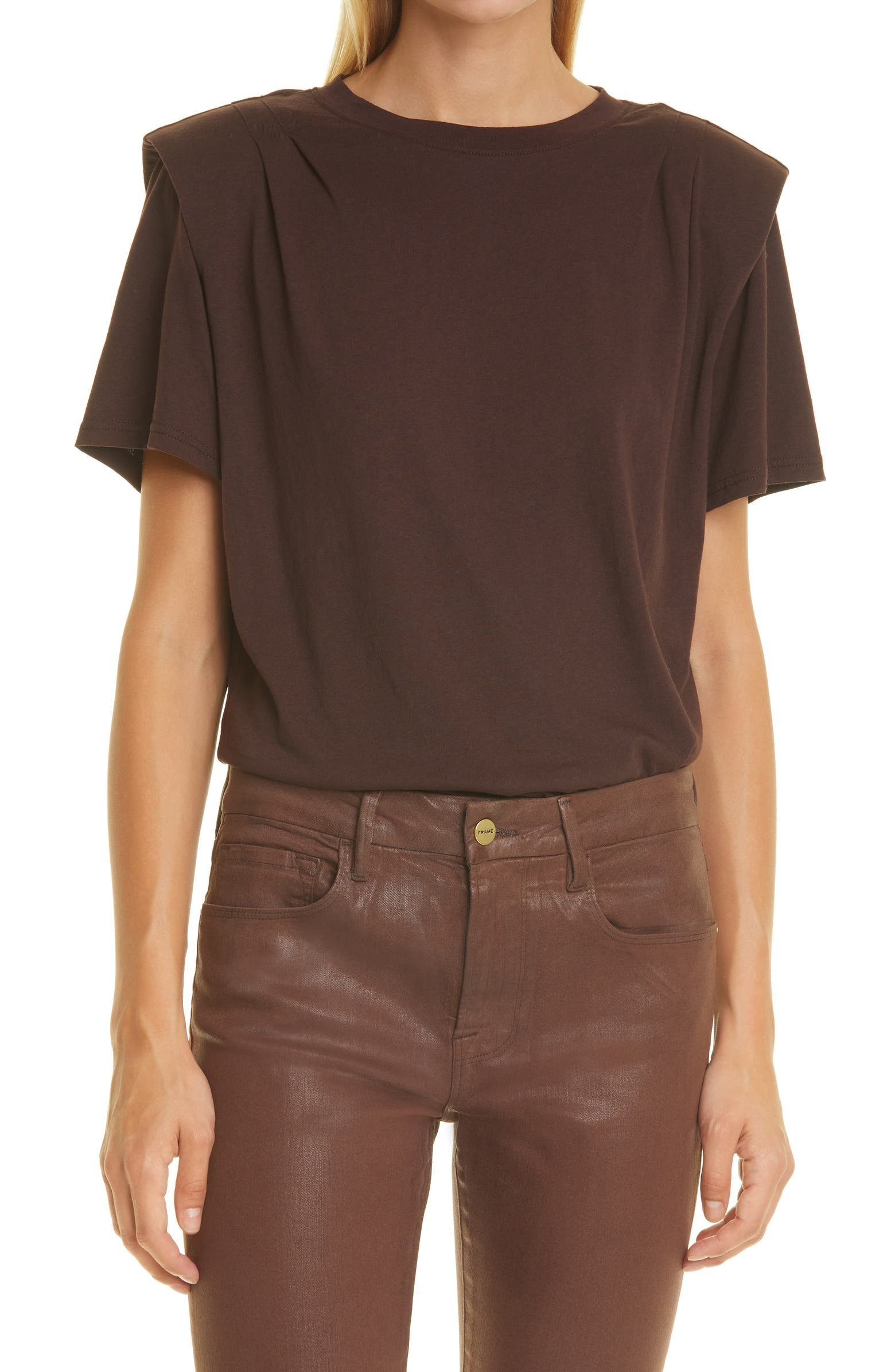 Padded Shoulder Cotton T-Shirt | Nordstrom