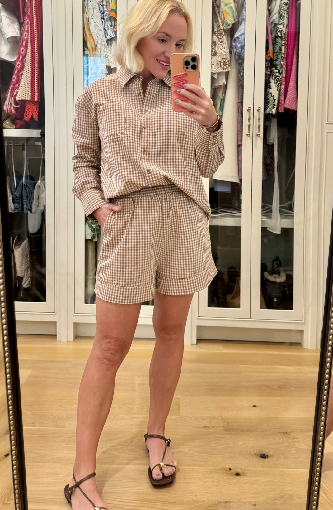 Tuckernuck shirt & shorts set.
Size XS. Amazon sandals. Loffler Randall dupe. Brown sandals. Transitional look. Summer to fall look.  Fall style. Petite style 

#LTKShoeCrush #LTKFindsUnder50 #LTKPetite