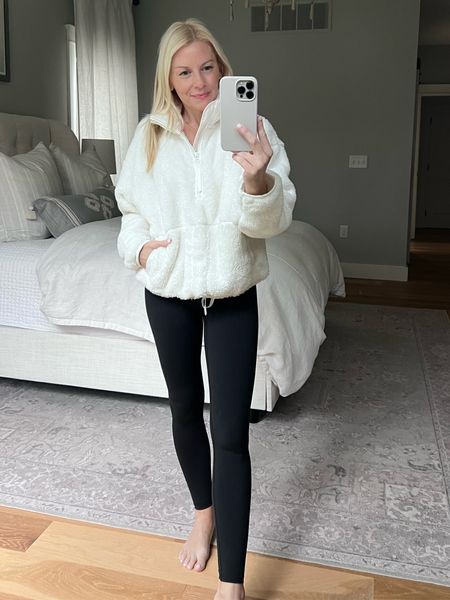 NEW Athleisure - these leggings are WOW! Buttery soft for under $25 and loving this cozy Sherpa pullover - wearing XS in both 

#LTKfindsunder50 #LTKstyletip #LTKover40