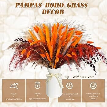 101PCS Dried Pampas Grass Mix Bouquet Contains Bunny Tails Dried Flowers and Reed Grass etc. for ... | Amazon (US)