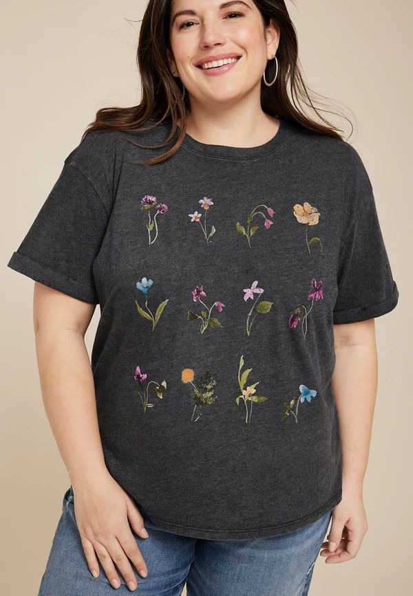 Plus Size Stacked Floral Graphic Tee | Maurices