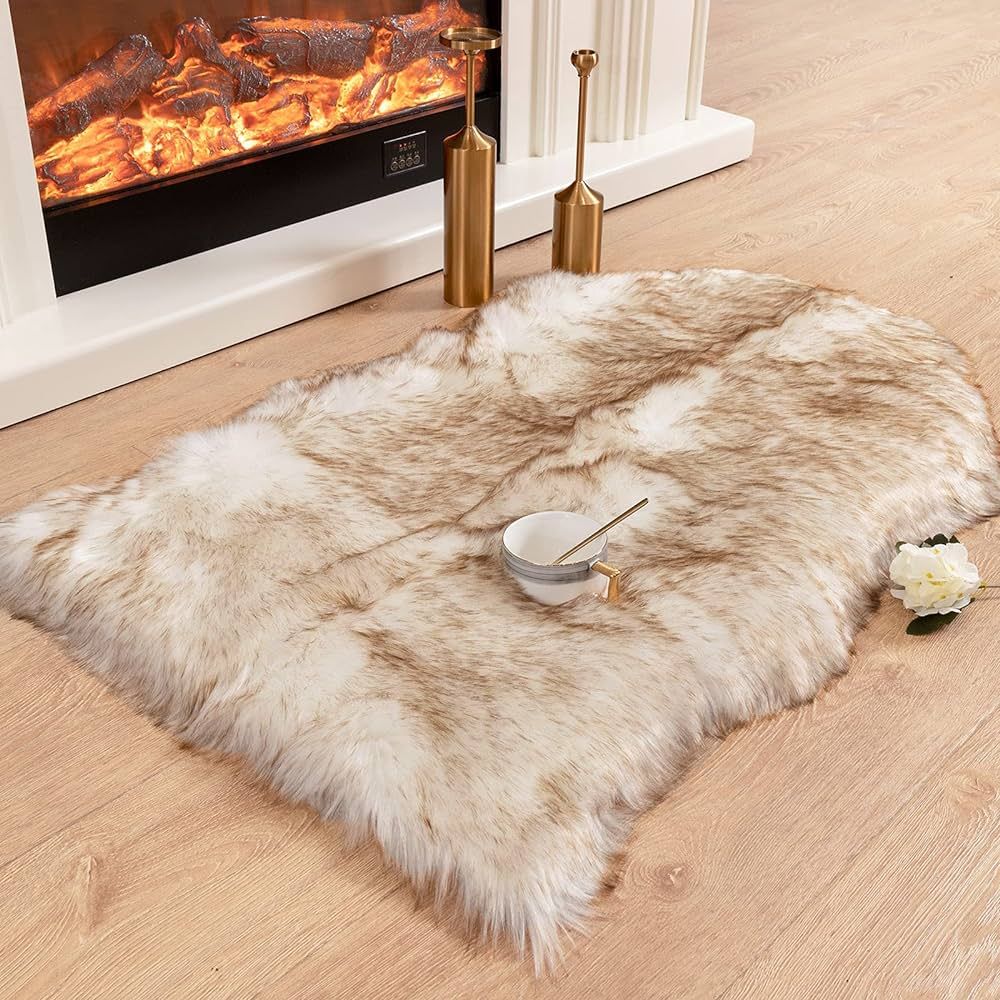 Carvapet Luxury Soft Faux Sheepskin Chair Cover Seat Cushion Pad Plush Fur Area Rugs for Bedroom,... | Amazon (US)