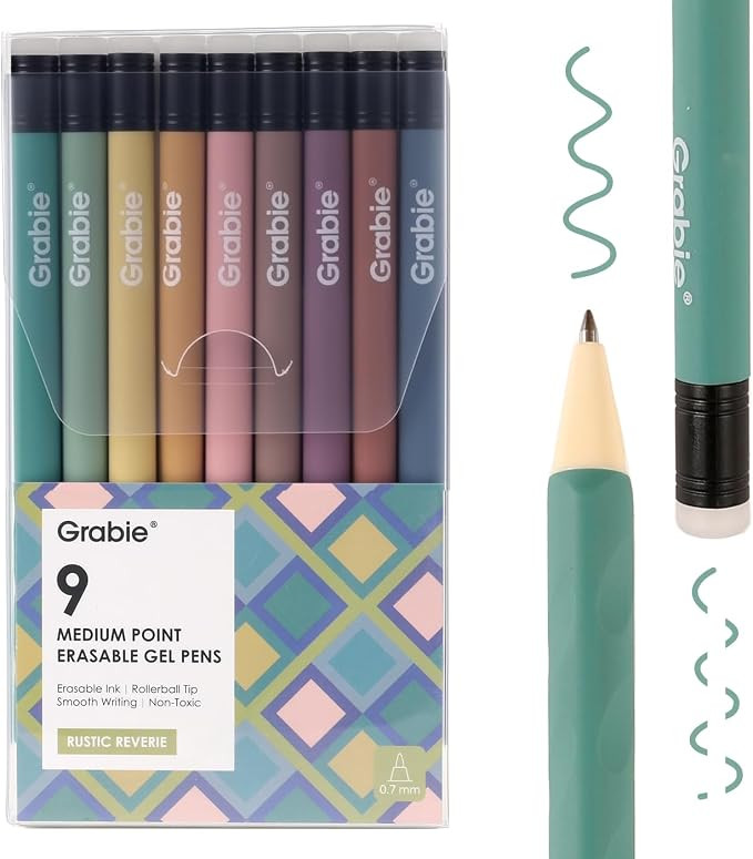Grabie Erasable Gel Pens, Medium Point 0.7 mm Erasable Pens, Make Mistakes Disappear for Drawing ... | Amazon (US)