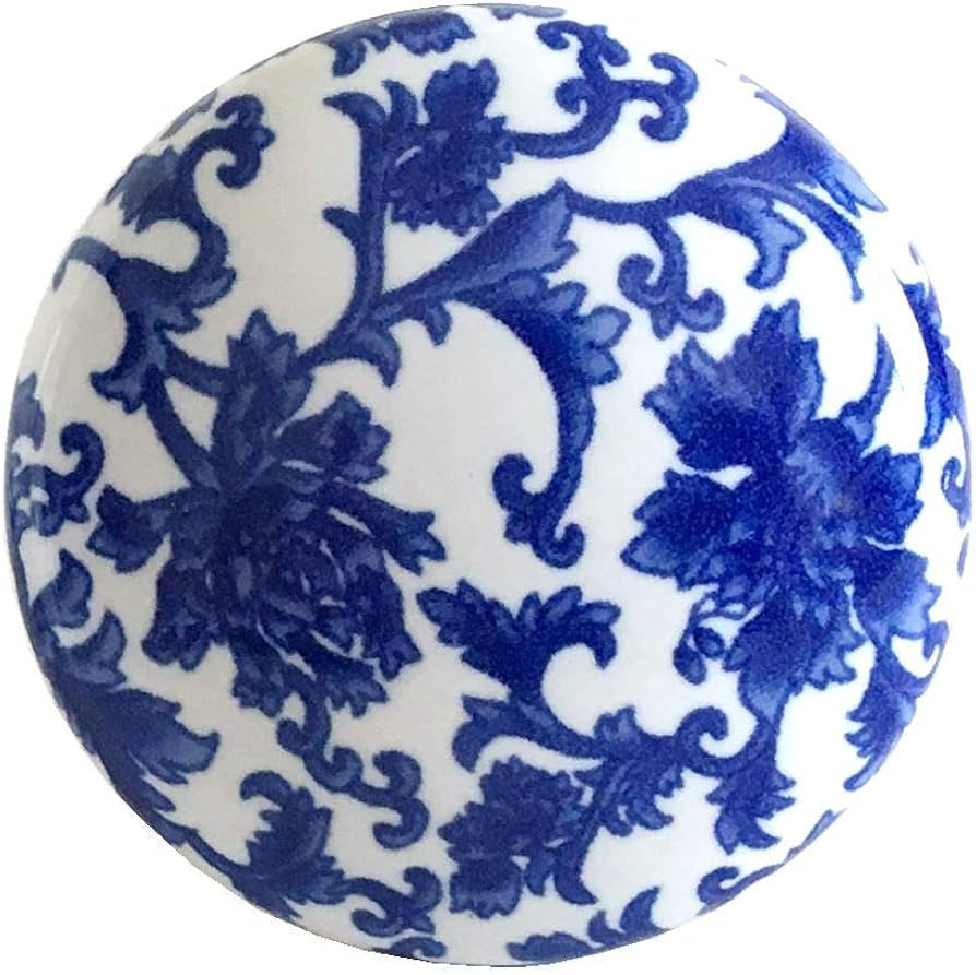 Blue White Motif Cabinet Pull Drawer Knob Ceramic Cabinet Handle Porcelain Dresser Pulls Kitchen ... | Amazon (US)