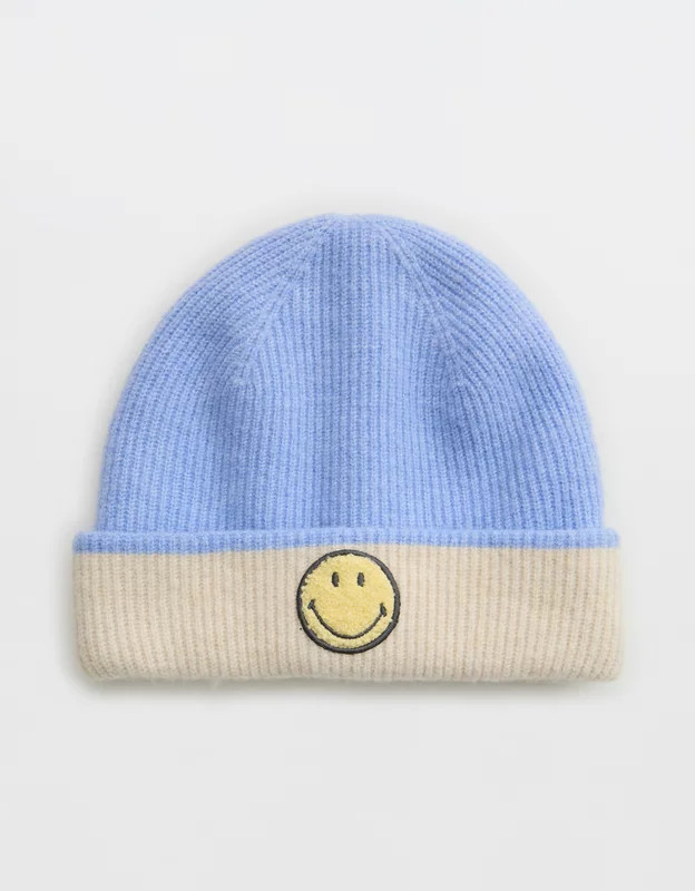 Aerie Smiley® Double Layered Patch Beanie | Aerie