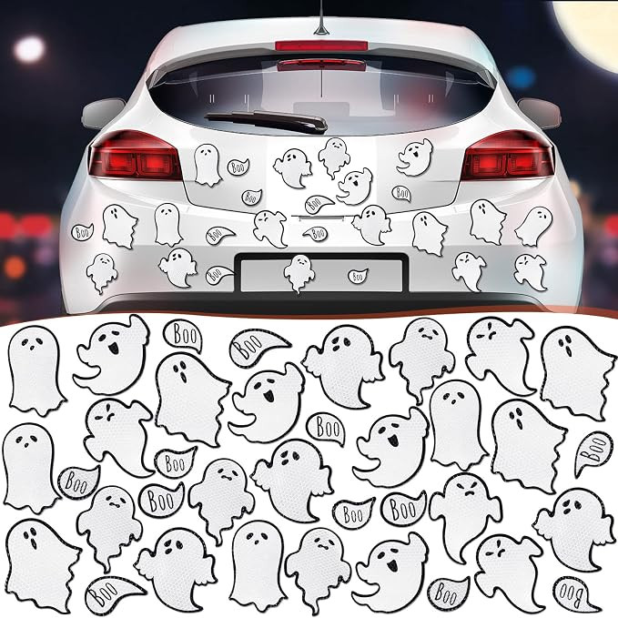 Chinco 36 Pcs Halloween Ghost Car Magnets Reflective Ghost Boo Refrigerator Automotive Magnet Sti... | Amazon (US)