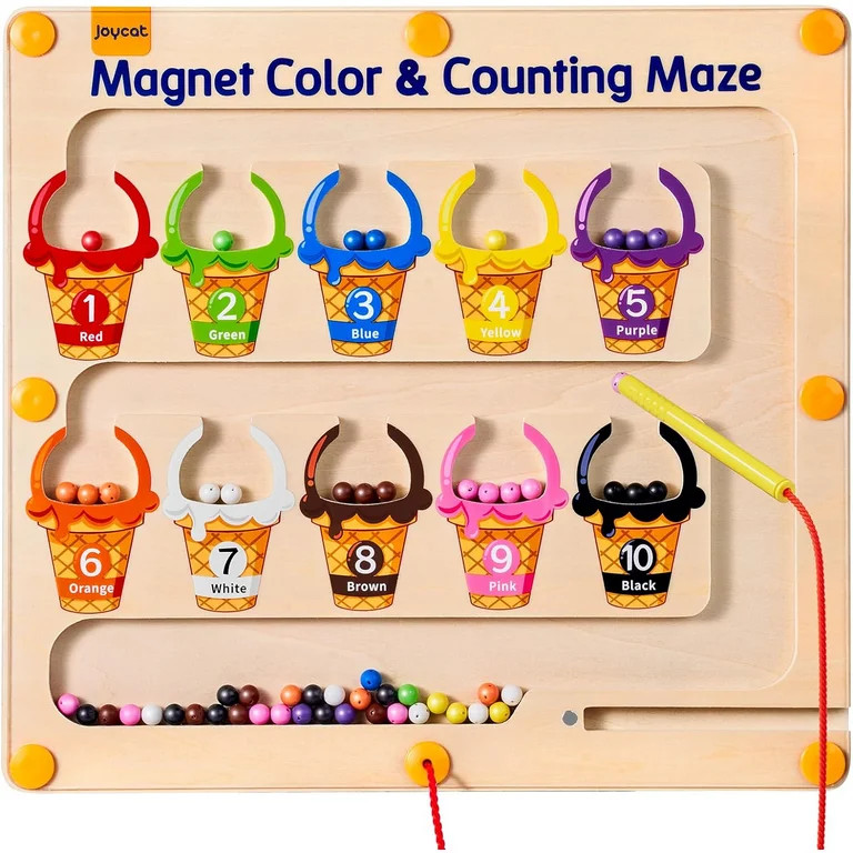 JoyCat Magnetic Color and Number Maze  Montessori Wooden Color Matching Learning Counting Puzzle ... | Walmart (US)