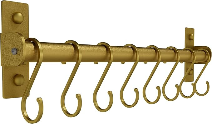 Dseap Kitchen Utensil Holder Hanger, Pot and Pan Rack Wall Mounted, Kitchen Rail with 8 Hooks for... | Amazon (US)