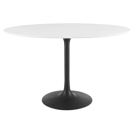 Modway Lippa 48" Oval Wood Top and Metal Dining Table in Black/White | Walmart (US)