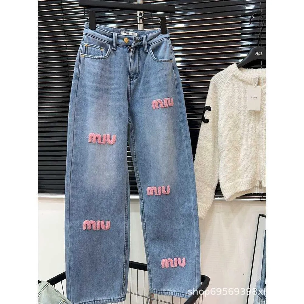 Casual Jeans Autumn winter Pants Miu Home Pink Toothbrush Letter Embroidered for Women | DHGate