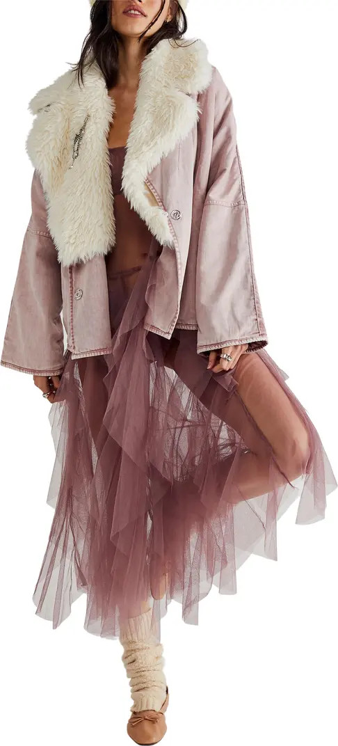 Lolo Faux Fur Collar Denim Jacket | Nordstrom