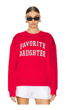 Favorite Daughter Collegiate Sweatshirt in Haute Rouge & White from Revolve.com | Revolve Clothing (Global)