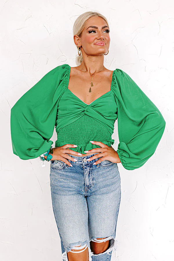 Showered In Love Crop Top In Green | Impressions Online Boutique