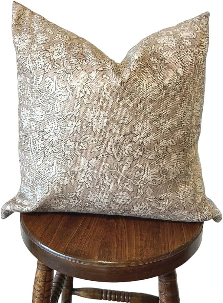 Neutral Modern Vintage Whimsical Floral Pillow Cover | Amazon (US)