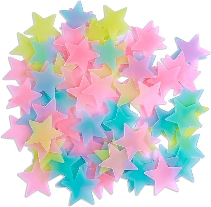 Amaonm 100 Pcs Colorful Glow in The Dark Luminous Stars Fluorescent Noctilucent Plastic Wall Stic... | Amazon (US)