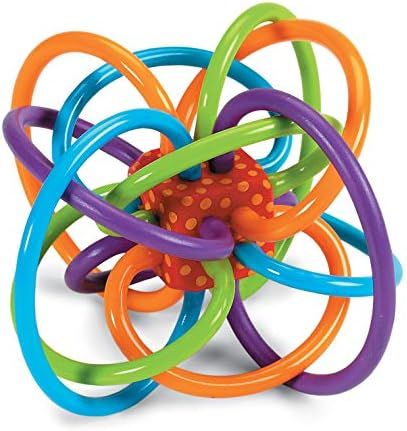 Manhattan Toy Winkel Rattle & Sensory Teether Toy Blue/Green/Orange, 5 Inch x 4 Inch x 3.5 Inch | Amazon (US)