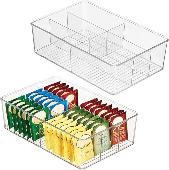 mDesign Plastic Kitchen Cabinet Storage Organizer Bin Box, 6 Divided Sections for Pantry Shelves,... | Amazon (US)