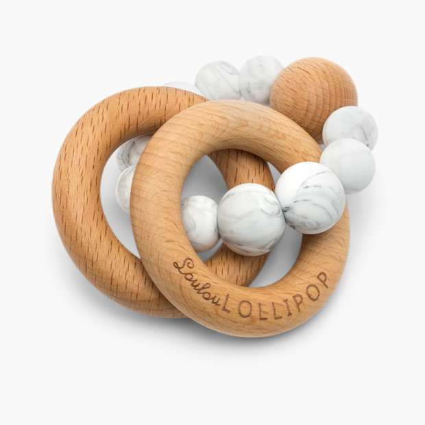 Loulou Lollipop Bubble Silicone & Wood Teething Rattle in Marble | Babylist