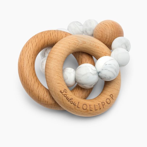 Loulou Lollipop Bubble Silicone & Wood Teething Rattle in Marble | Babylist