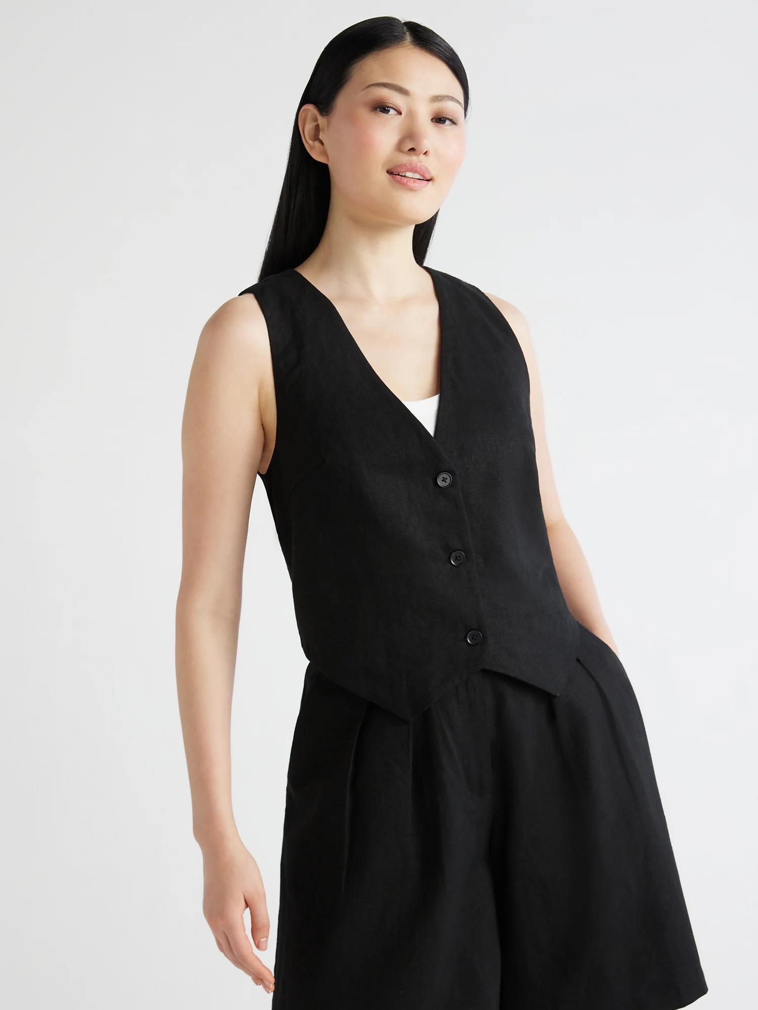 Scoop Women's Tailored Linen Vest, Sizes XS-XXL | Walmart (US)