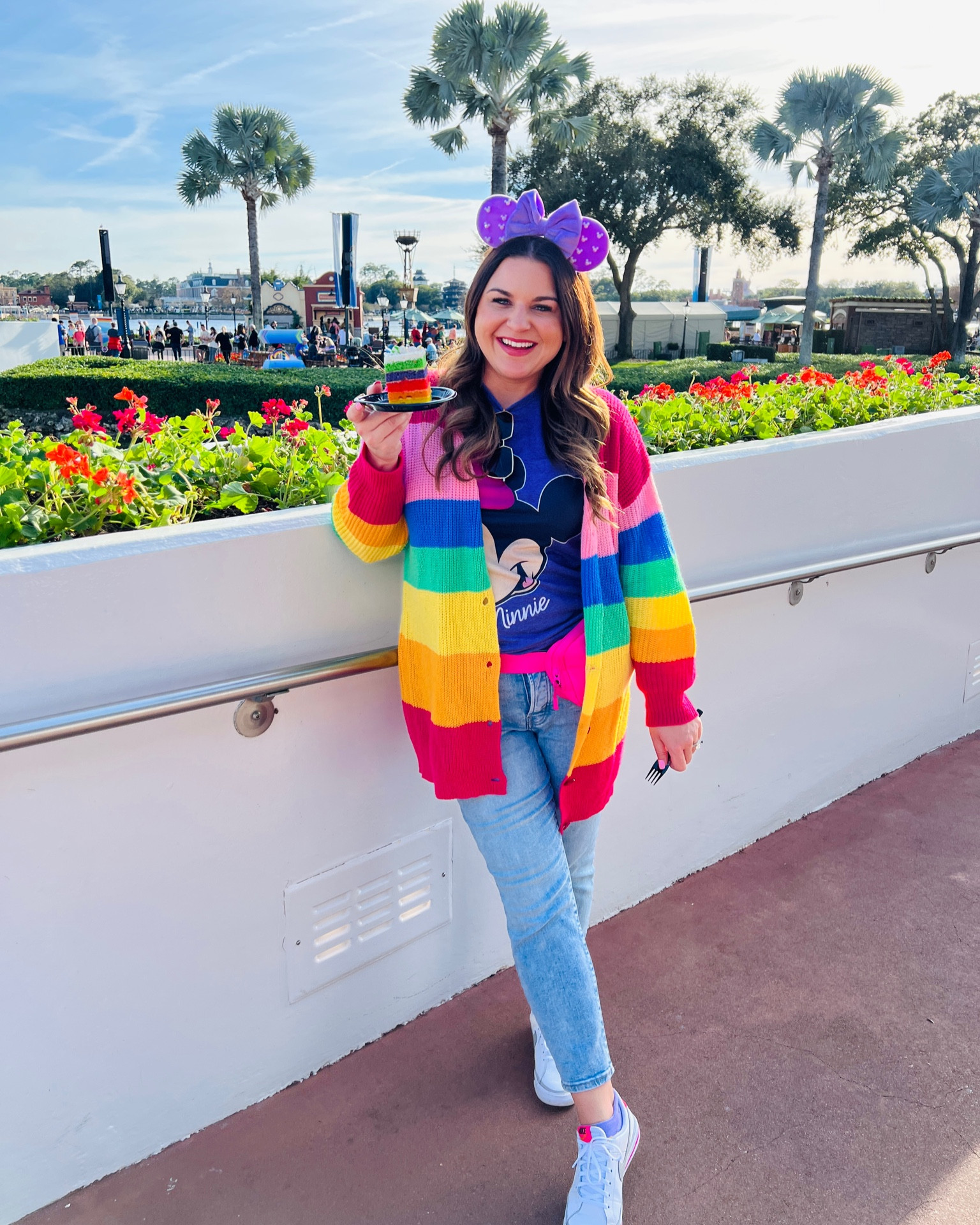 Disney. Disney outfit. Disney World. Disneyland. Matching Disney. Rainbow. Rainbow sweater. Amusement park outfit. 

#LTKstyletip #LTKtravel #LTKmidsize