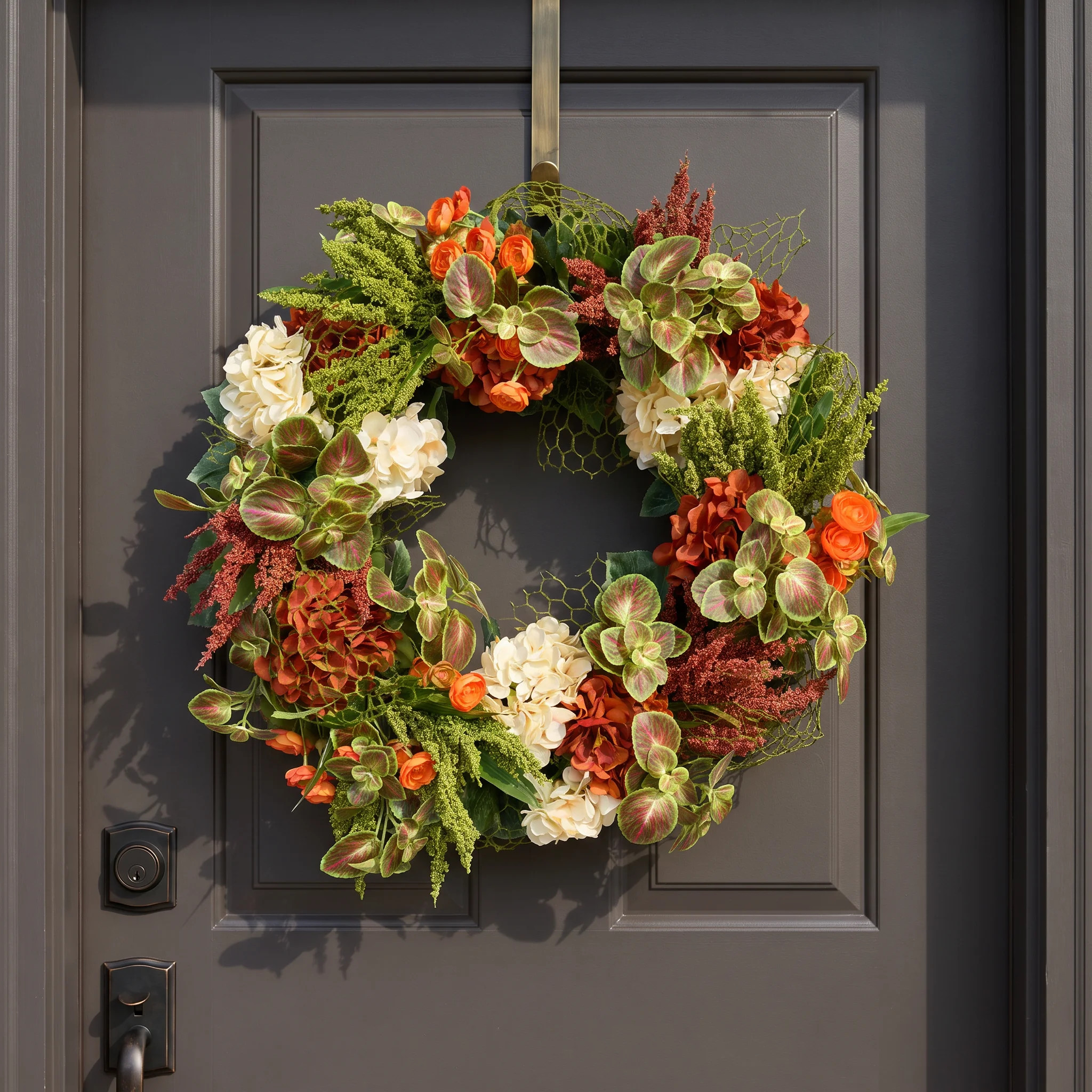 Hydrangea, Heather and Ranunculus Grapevine Wreath | Wayfair North America
