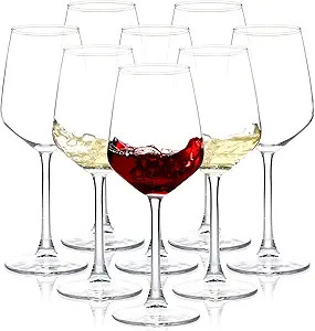 Long Stem Wine Glasses Set of 8, 12oz Clear Red/White for Party, Wedding and Home | Amazon (US)