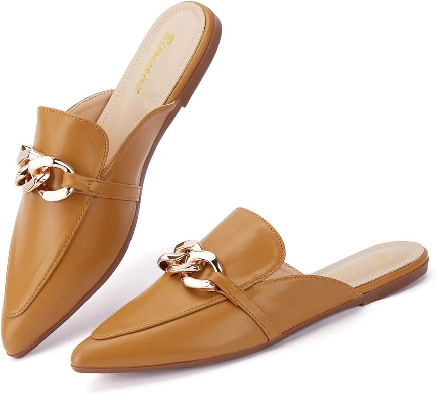 BISON SPIRIT Mules for Women Flats Pointed Toe Slip On Slides Loafer Shoes | Amazon (US)