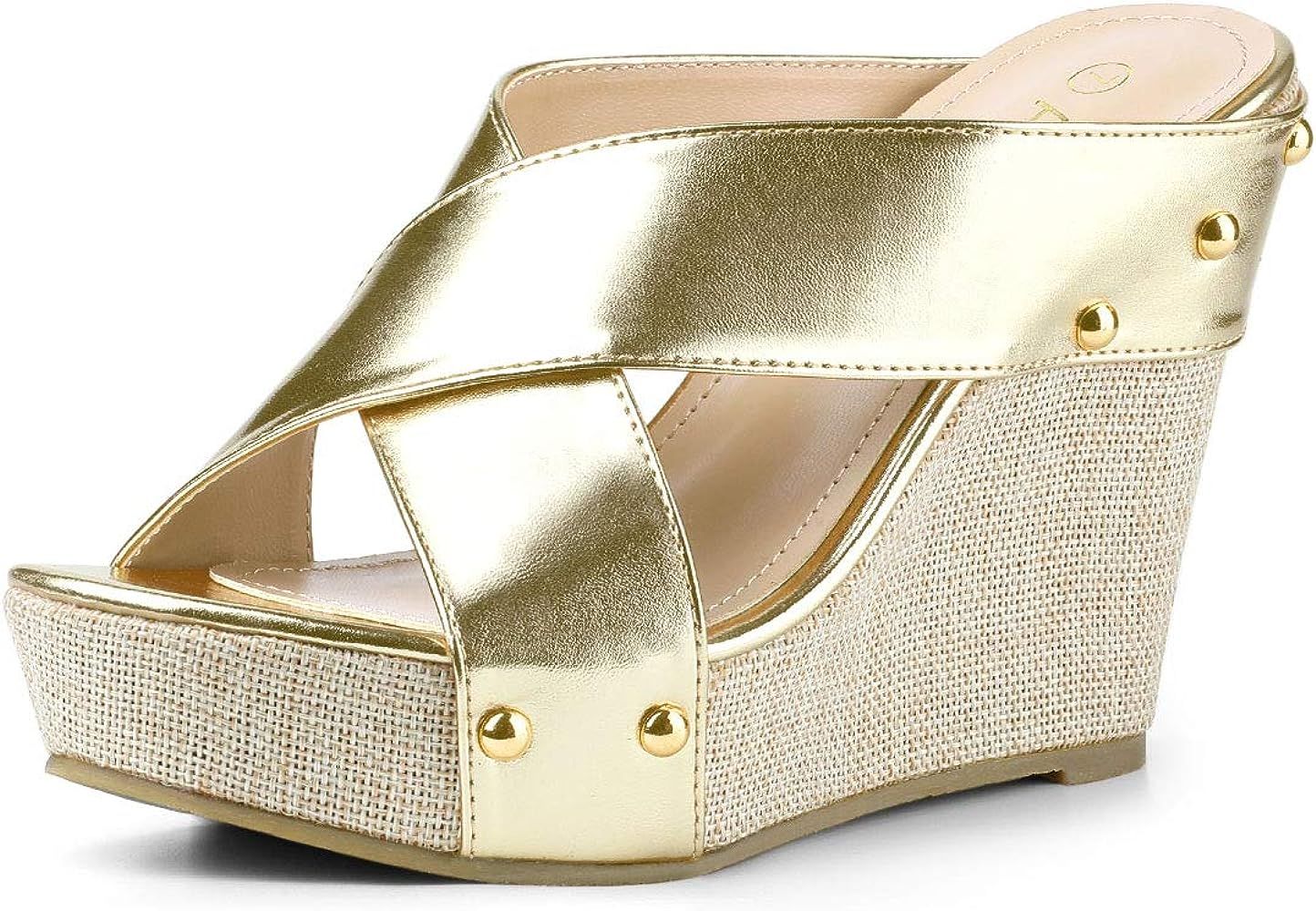 Allegra K Women's Platform Slide Wedge Sandals | Amazon (US)