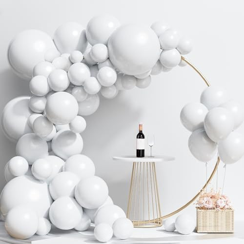 Labeol White Balloons Different Sizes 151PCS 18/12/10/5 Inch White Balloon Garland Arch Kit Quality Latex Balloons White Decorations for Wedding Party Birthday Baby Shower Graduation | Amazon (US)