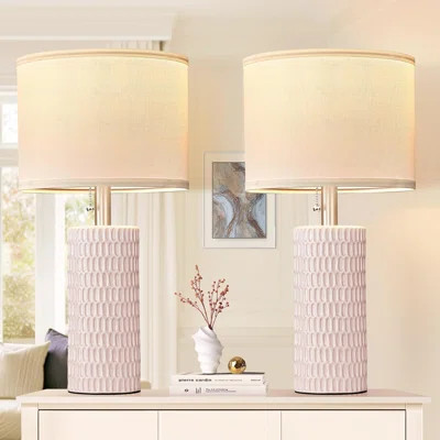 Set Of 2 Pink Ceramic 20" Table Lamps | Wayfair North America