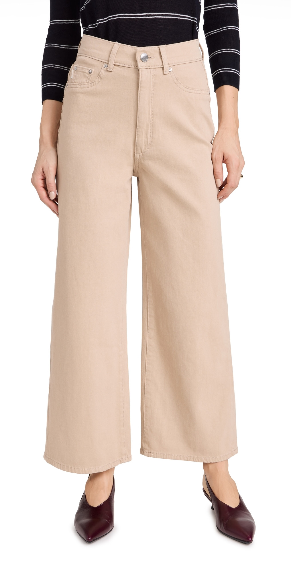DL1961 Hepburn Wide Leg High Rise Vintage Trousers Almond (Twill) 32 | Shopbop