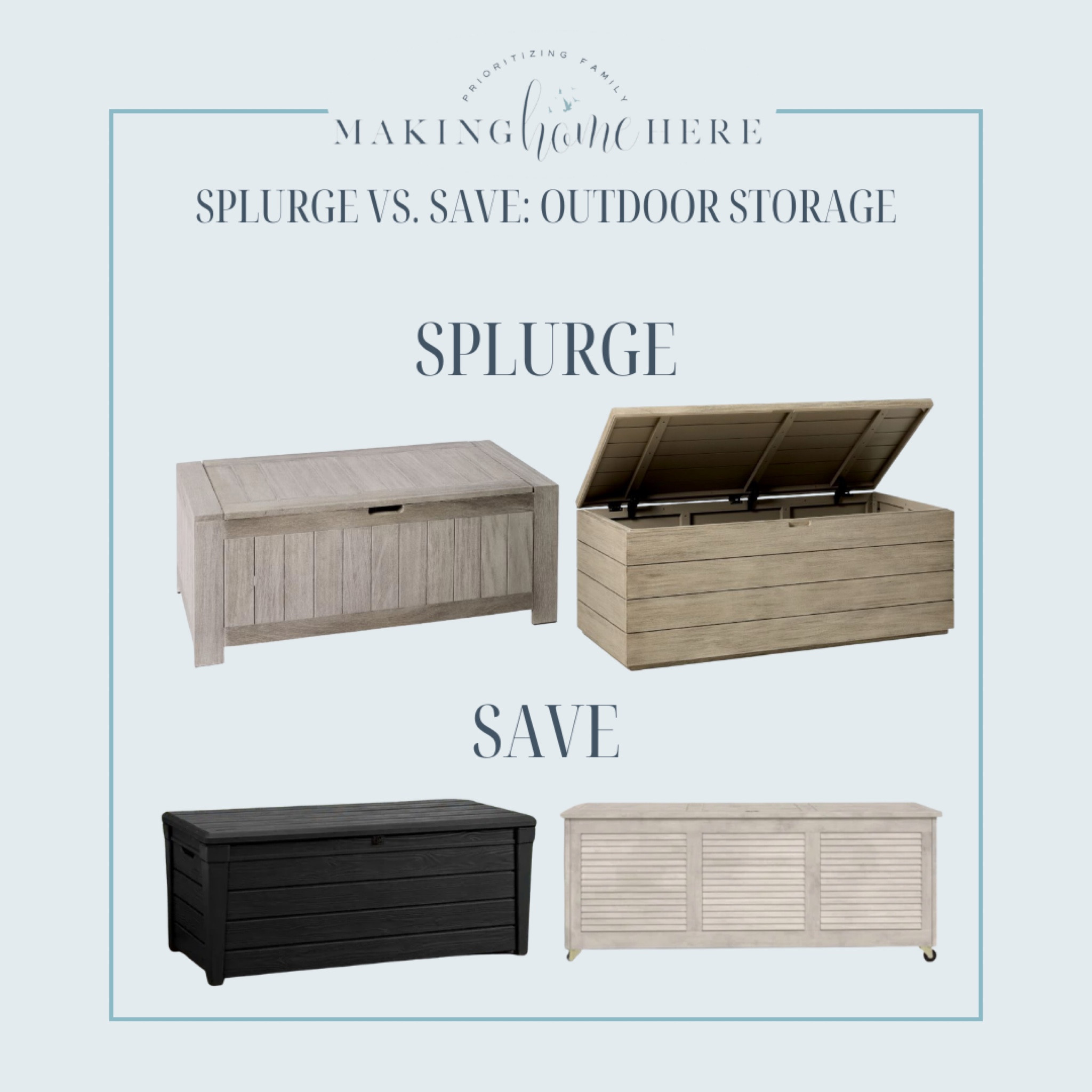SPLURGE VS. SAVE!

Outdoor furniture, budget friendly patio, patio furniture, deck furniture, West Elm, lookalike, save, splurge, splurge vs save, outdoor furniture finds, Home Depot, Pottery Barn, At Home, Patio dining tables, outdoor dining tables, outdoor dining sets, makinghomehere, outdoor lighting, sconces, outdoor sconces, lighting, outdoor lights, patio lights, front door lights, deck lights, outdoor storage, pool storage, pool furniture, pool toy storage, storage for pool, patio storage, patio pool, pool patio, pool deck furniture, organization, outdoor organization, home organization

#LTKhome #LTKSeasonal #LTKFind