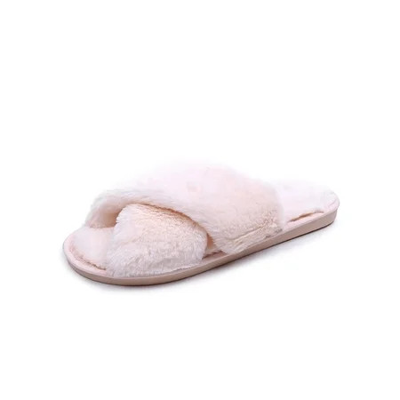 UKAP Womens Home Slippers Plush Flip-Flops Soft Non Slip Indoor House Spa Fur Slipper Fluffy Slide S | Walmart (US)