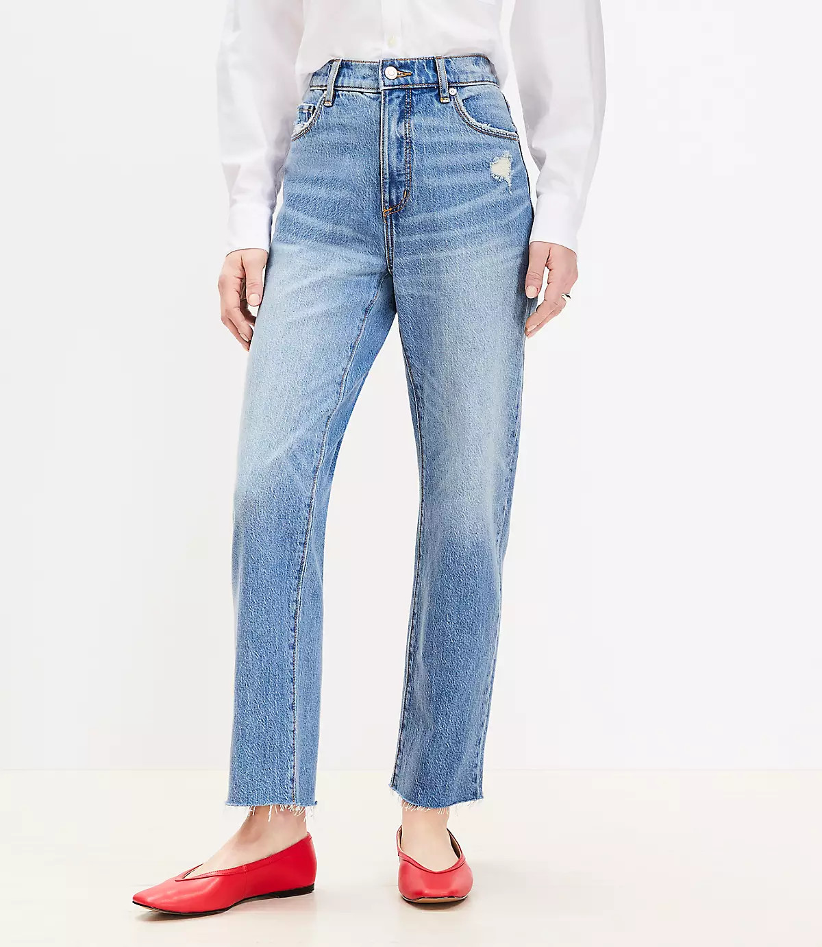 Fresh Cut High Rise Straight Jeans in Light Vintage Wash | LOFT