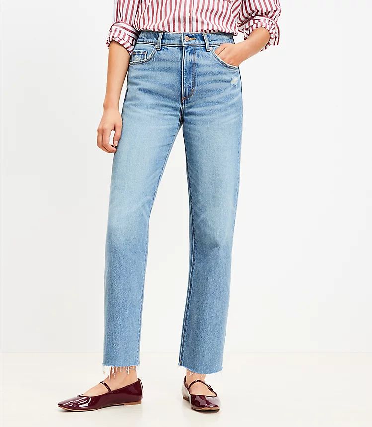 Fresh Cut High Rise Straight Jeans in Light Vintage Wash | LOFT