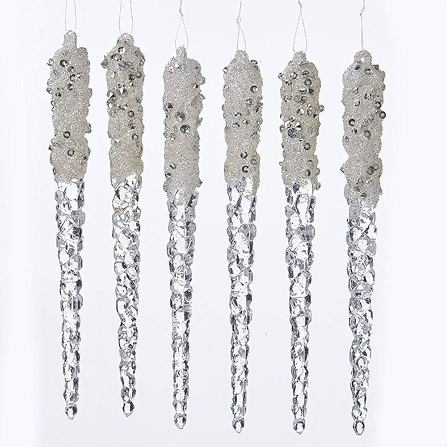 Kurt Adler 6" Plastic Icicles W/Glitter 6Pc | Amazon (US)