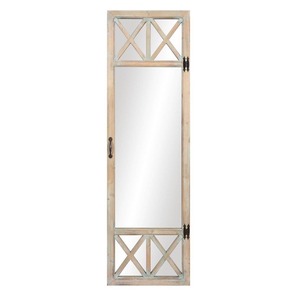 19"" x 60"" Distressed Wood French Door Full Length Mirror Washed Wood - Patton Wall Decor | Target