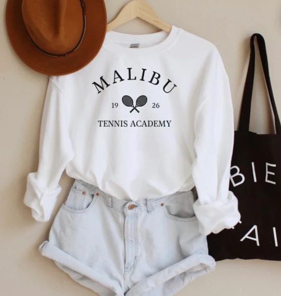 Malibu Tennis Sweatshirt, California Souvenir Destination Shirt | The Pop Style