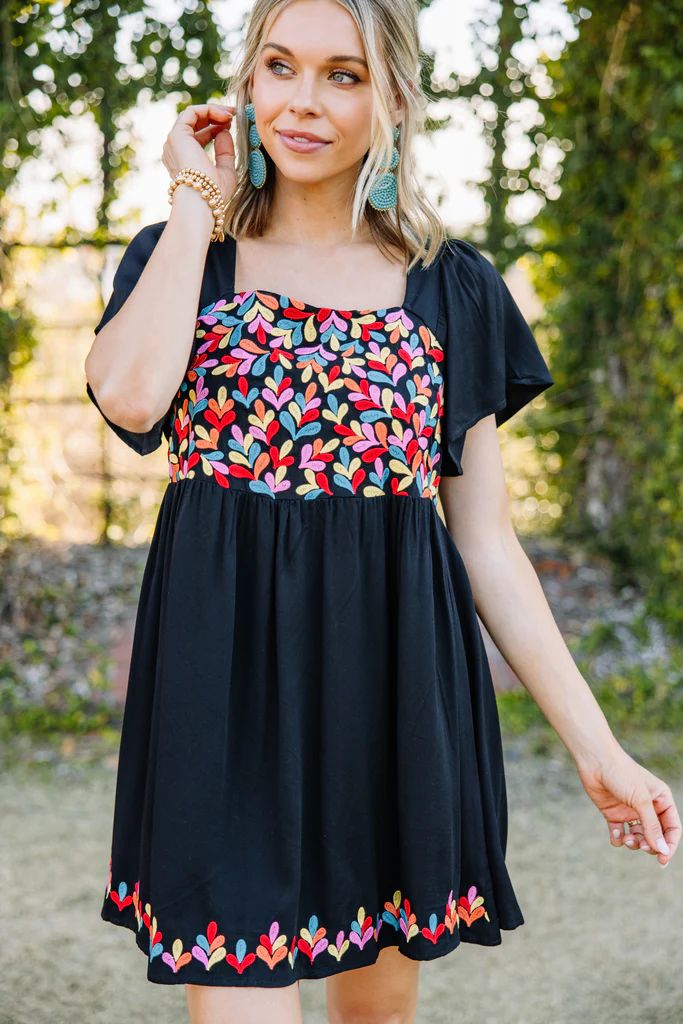 Feeling Free Black Embroidered Dress | The Mint Julep Boutique