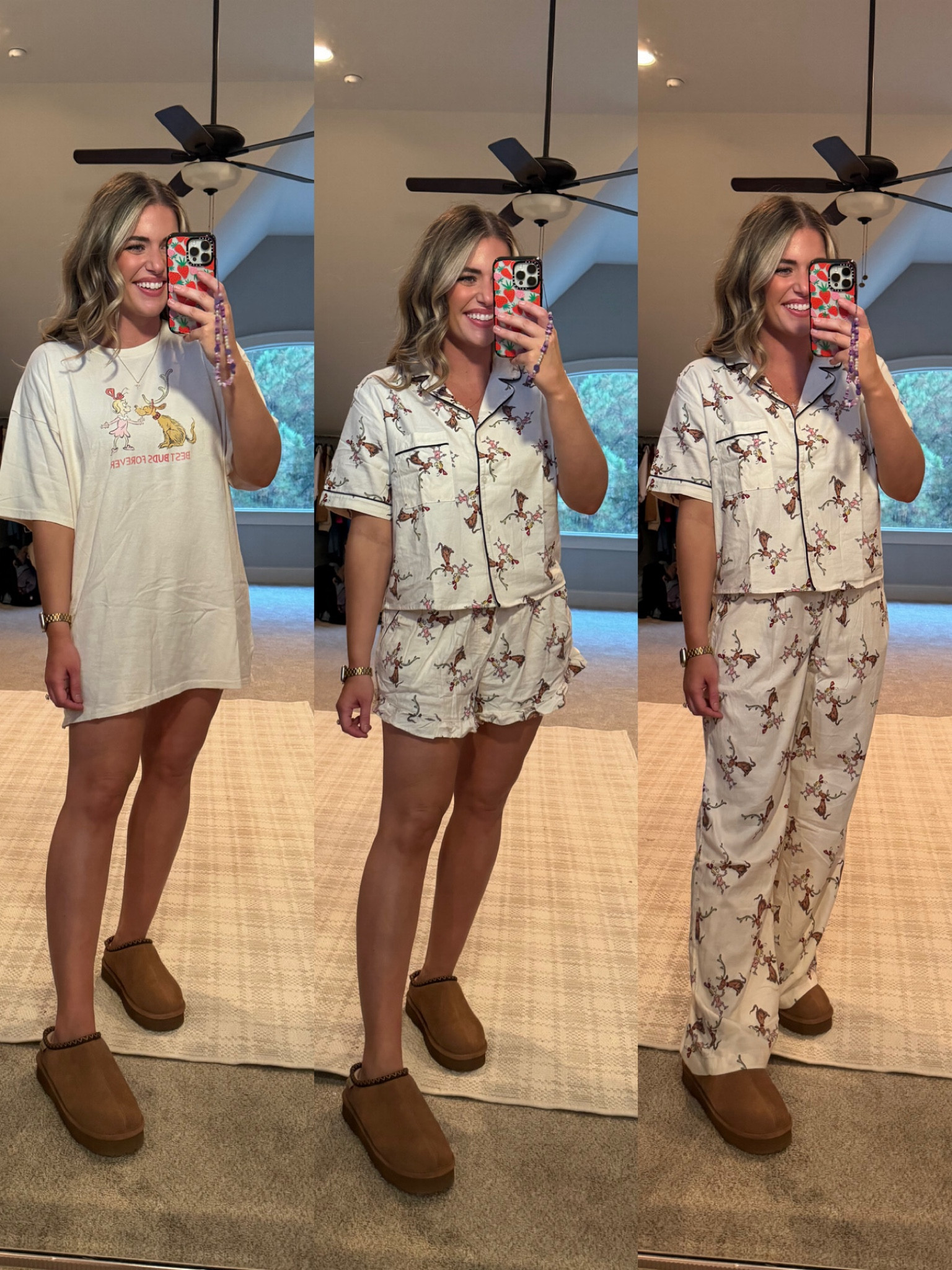 Cutest little grinch pajamas from aerie. 🤩 sleep shirt just restocked! TTS - M. So so comfy & oversized. Sized up 1 to the L in the flannel grinch pajamas - button down shirt, ruffle shorts, & pants all size L. 🎄⭐️ 

#LTKSeasonal #LTKGiftGuide #LTKHoliday