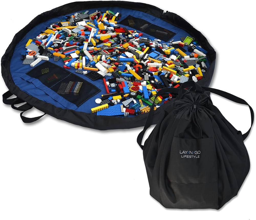 Lay-n-Go 2-in-1 Portable Drawstring Toys Storage Organizer and Play Mat for Room and Travel, Made... | Amazon (US)