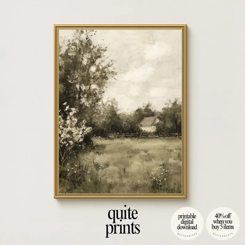 Vintage Cottage Garden Vertical Wall Art – Rustic Meadow Print for Entryway Decor (digital Down... | Etsy (US)