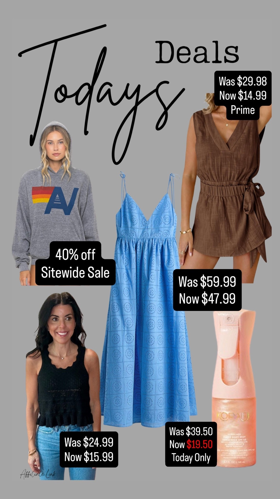 Today’s deals
Jumpsuit
Romper
Aviator nation sale
Summer top
Crochet top
Graduation dress
Wedding guest dress
Baby shower dress
Wedding shower dress
Sunscreen

#LTKootd #LTKSaleAlert #LTKOver40