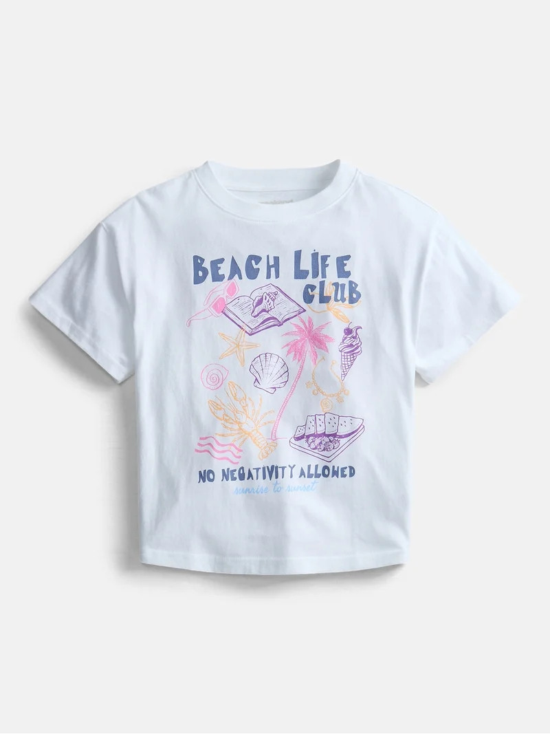 Weekend Academy Girls Graphic Cotton Tee with Short Sleeves, Sizes 4-18 - Walmart.com | Walmart (US)