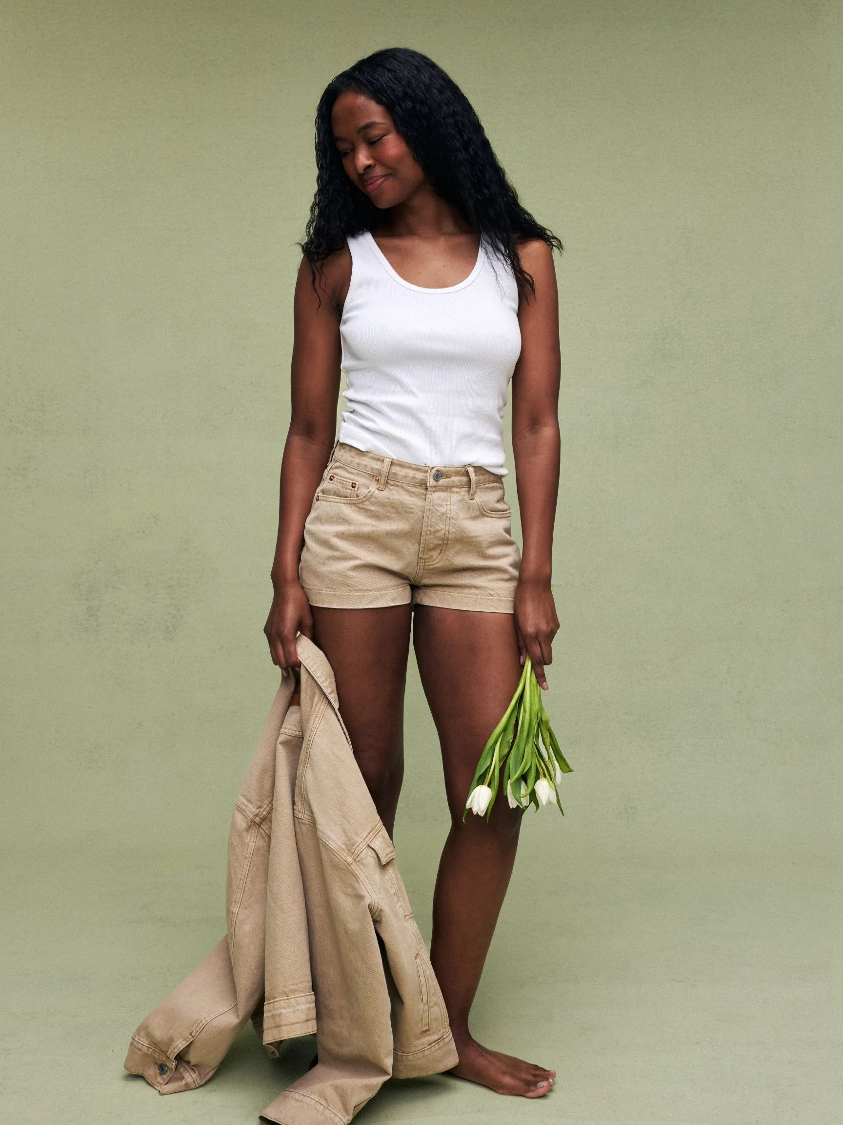 Denim Mini Shorts - Camel | Parke