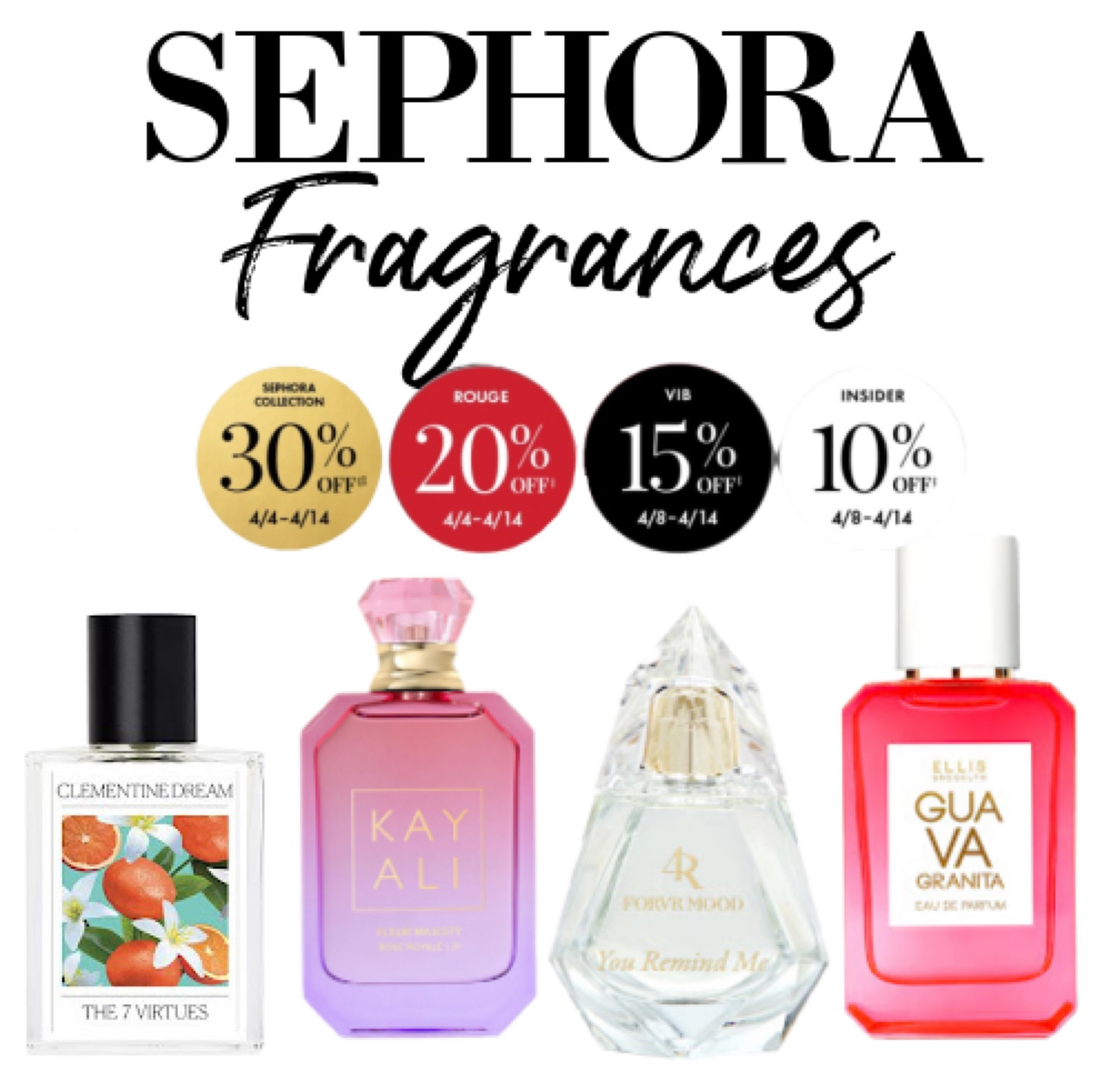 Shop all my fragrance favorites during the Sephora savings event 2025 

Rouge members 20% off: 4/4 - 4/14
VIBs 15% off: 4/8 - 4/14
Insiders 10% off: 4/8 - 4/14

Promotion Code:  SAVEMORE
@sephora #sephorapartner
