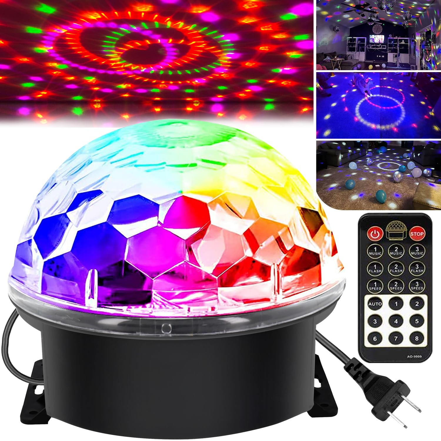 memzuoix Disco Ball Dj Strobe Light with 6 Colors, Sound Activated Big-Size Magic Stage Party Lig... | Amazon (US)